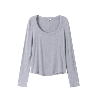Skin Rib Top- Heather Grey