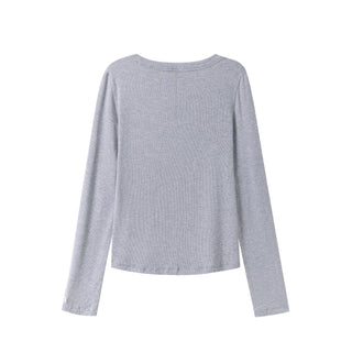 Skin Rib Top- Heather Grey