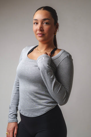 Skin Rib Top- Heather Grey