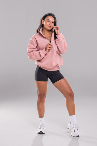 Quarter Zip Sweater - Soft Pink