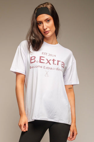 The Base Tee - White & Burnt Fig logo