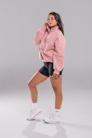 Quarter Zip Sweater - Soft Pink